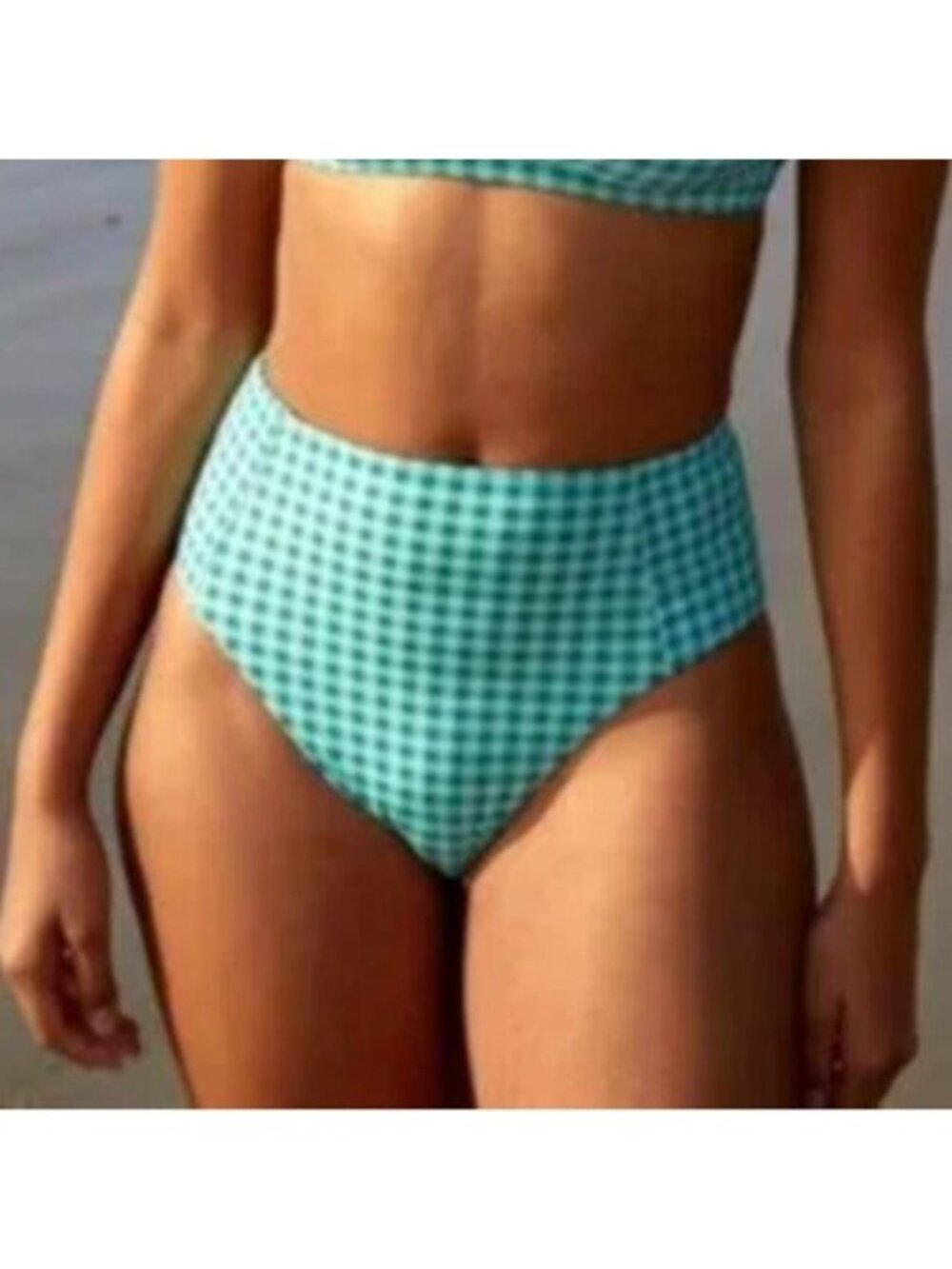 WET Swimwear Jade Gingham Bikini High Waisted Bikini Bottom Size S